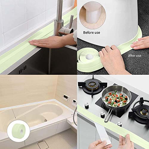 Image of Bath & Kitchen Caulk Tape Sealant Strip, PVC Self Adhesive Tub and Wall Sealing Tape Caulk Sealer,Caulk Strip,sealant Tape,Shower Tile Sealer Adhesive sealant (Green)