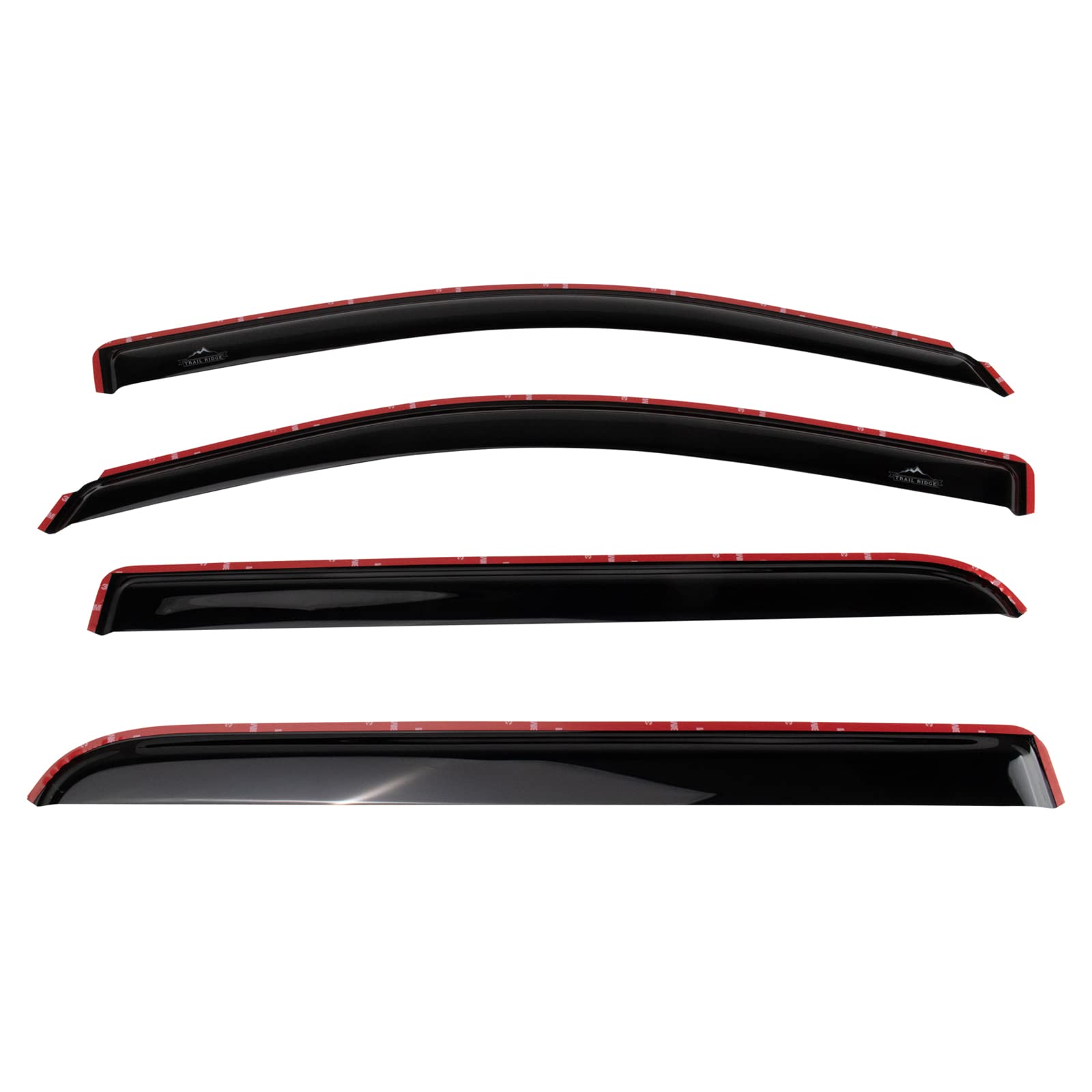 Trail Ridge Front & Rear Window Rain Deflector Guard Smoked In Channel Style for 15+ Toyota Tacoma Crew