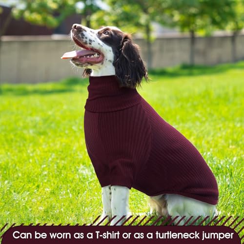 Hundeshirt Grosse Hunde, XL Hundepullover Groß Hunde Hundejacke Große Hunde Sweater für Groß Hunde Weihnachtspullover Hundemantel Strick mit Ohrenwärmer für Hunde(Weinrot, XL)