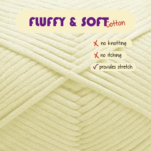 Image of Hearth & Harbor Soft Yarn - Crochet & Knitting Yarn, Beginner Yarn with Easy-to-See Stitches, 3 Pack of 250 Yds Amigurumi Yarn, Cotton-Nylon Blend Tshirt Yarn, Worsted Weight Yarn 4, Light Yellow