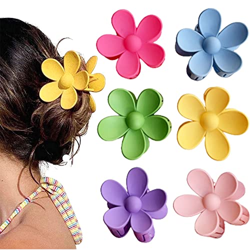 6 Piezas Pinza Flor Grande Pinza Acrílico, Diseño de Flores Pinza de Pelo de Acrílico, Cabello Acrílico Forma Flor Grande, para cabello fino y gruesoGrueso Para Mujeres Y Niñas Cover
