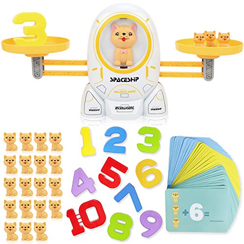 SHANDERBAR Math Educational Games,STEM Toys for 3 4 5 Year olds Cool Math Educational Kindergarten- Number Learning Material for Boys and Girls (Dog Balance Game)