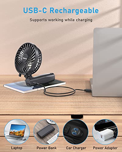 Tripole Handheld Fan Rechargeable 4800Mah Battery Operated Fan Powerful Mini Fan Portable 3 Speeds Small Personal Fan Desk Fan For Travel Kids Boys Girls Men Women, 6-21H Working, Black #TOP3