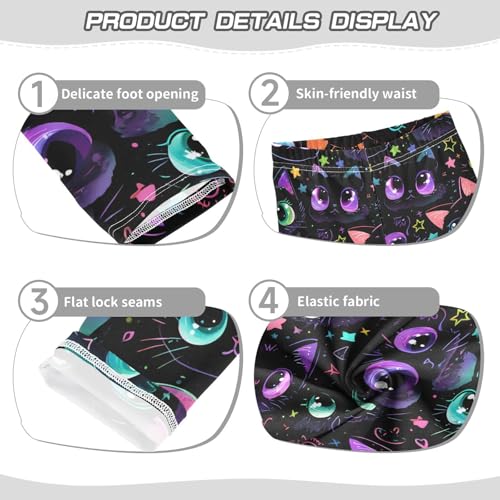 ALAZA Girls' Leggings Children's Yoga Pants Skinny Printed Dance Dark Cat Comfortable 4T2