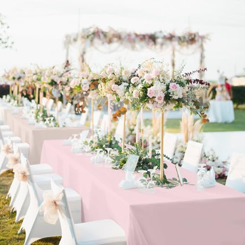 Image of 12 Pack Pastel Color Tablecloths, Pastel Plastic Table Cloths for Parties, 6 Color Pastel Party Decorations Set for Girls Birthday, Unicorn and Ice Cream, Baby Shower, Wedding Party, 54 x 108 Inch