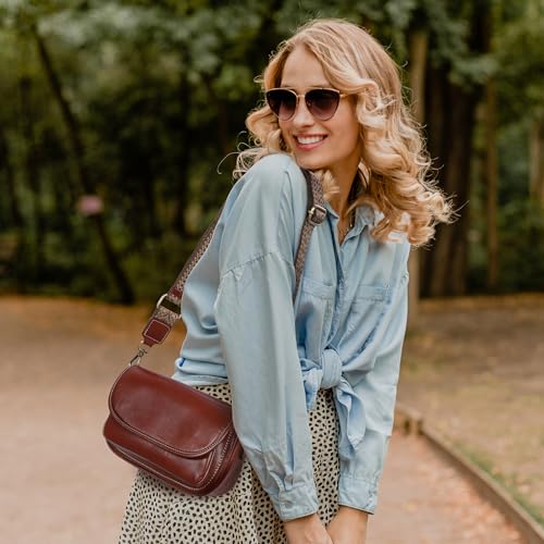 HESHE Leather Crossbody Bags for Women Trendy Shoulder Bag with Guitar Strap Stylish Ladies Purses Satchel Handbags Travel3