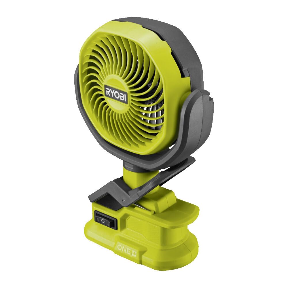 RYOBI - Ventilateur Sans Fil 18V ONE+ RCF18-0 – 2 Vitesses, Silencieux, Tête orientable – Parfait pour Télétravail, Bureau, Camping – Batterie Non Incluse