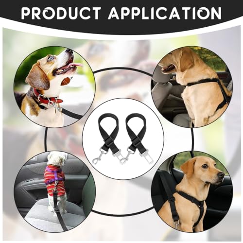 KYLOS 2er Set Hundesicherheitsgurt für Auto, Verstellbarer Sicherheitsgurt für Hunde & Katzen, Universal Anschnallgurt für alle Fahrzeugtypen, Schwarz