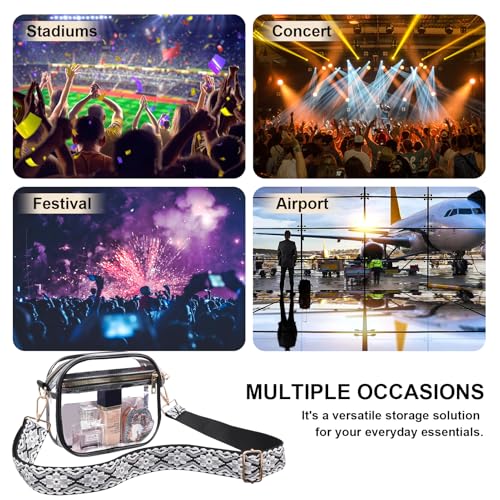 Image of Fibrdoo Clear Bag Stadium Approved, Leather Clear Crossbody Purse Bag for Concerts Sports Events Festivals