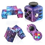 Cuackamily 3-Piece Fidget Toy Set - Galaxy Fidget Cube, Pad, Infinity Cube - Stress & Anxiety Relief for ADHD, ADD, Autism, Adults & Kids
