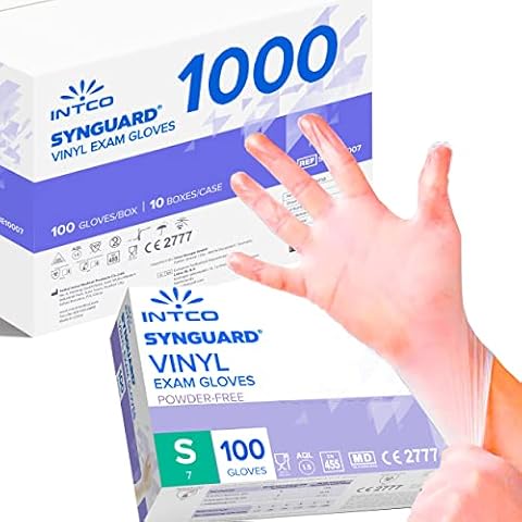 1000 Vinyl-Handschuhe, puderfrei, latexfrei, hypoallergen, CE-zertifiziert, transparent, Einweghandschuhe (1000, Größe L) Cover