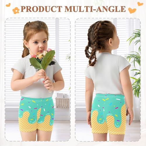 Green Ice Cream Girls Shorts Size 8 Elastic Cotton Girls Running Biker Shorts Dance Tumbling Athletic Gymnastics Yoga Pants for Kids3