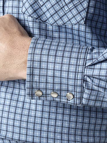 Wrangler Herren Fr Schwer Entflammbares Westernhemd mit Druckknöpfen und Zwei Taschen Work Utility Hemd, Blau kariert, 3X – Ansicht 5