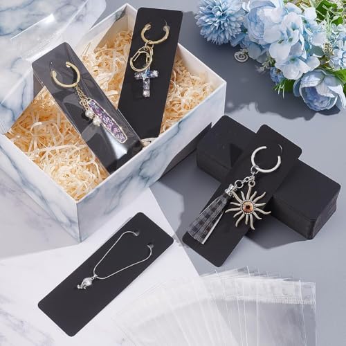 Image of Festiko Keychain Display Cards (Black B, Pack of 500 Pcs, 5.9 inch*2 inch), Keyring Display Cards, Jewellery Display Cards