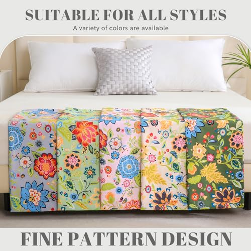 Bedlifes King Sheet Set Ultra Soft, Breathable, Silky Flower Deep Pocket 100% Microfiber Bedding, 4 Piece King Size with Floral Dark Green