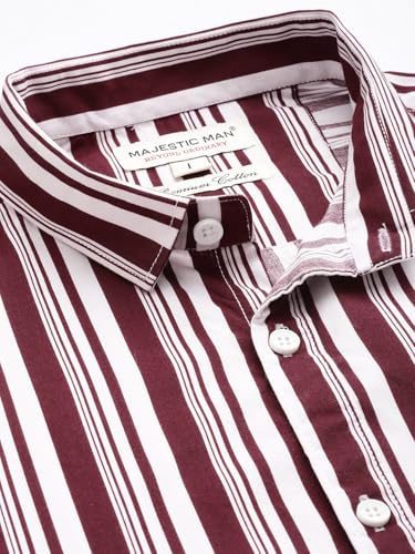 Image of Majestic Man Men's Standard Slim Fit Striped Pure Cotton Casual Shirt