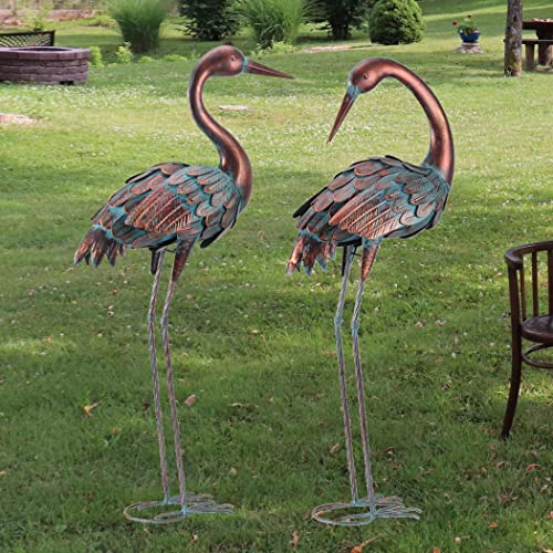 Chisheen Crane Garden Statues Outdoor Metal Heron Yard Art Bird Sculpture For Lawn Patio Large Size, Set Of 2 #TOP6