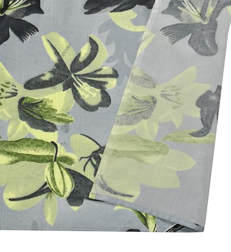 Image of Digital Printed Big Flower Eyelet Polyester Curtains - Grey, 9 Feet, Pack of 1