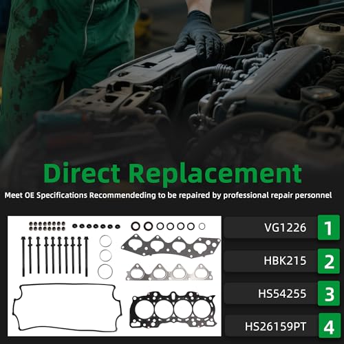 Image of Head Gasket with Bolts Set, 2.0L HS54255 HBK215, Fit for Honda CR-V CRV 1997 1998 1999 2000 2001 2.0L L4 1972cc DOHC Replace HS26159PT(45pcs)
