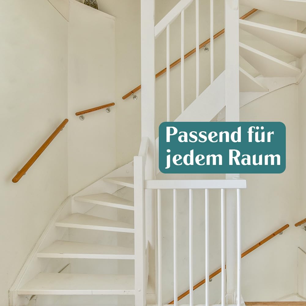 Buche Holz Handlauf Treppengeländer Geländer für Treppe Wandhandlauf Wand seitliche Montage Auswahl Länge 80-500 cm, Länge:180 cm