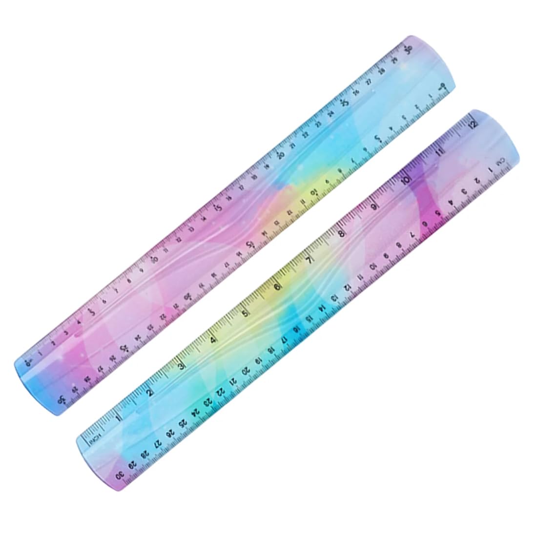 KSIUW 2 Pcs Regla Flexible 30cm Regla de plástico Inastillable Regla Blanda Regla Plana Plegable Regla métrica Regla Recta para el aula de la Escuela (Color)