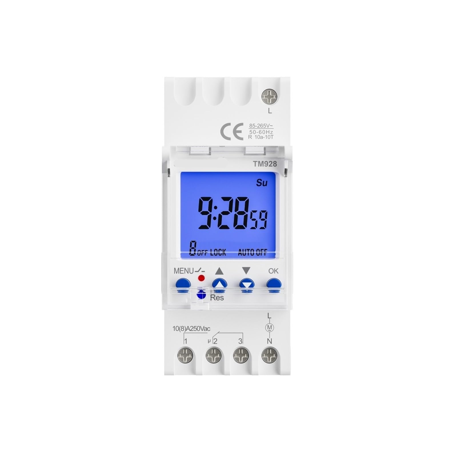 1 Sekunde bis 168 Stunden programmierbare elektronische Zeituhr 16A 30A 110V 220V großes LCD-Hintergrundbeleuchtungsdisplay Timer mit Sperrfunktion (Farbe: TM928-10A)