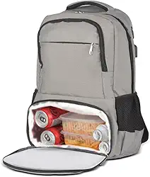 Mochila para Notebook até 13' com Compartimento Térmico 6,7L – Tecido Sustentável 300D, Entrada USB e Fone, Alças Reforçadas e Bolsos Laterais