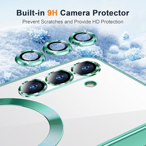 Image of VONZEE Clear Logo Electroplating Transparent Case For Samsung Galaxy A26 5G, Magnetic Plating Electroplate Tpu Case Cover, Individual Camera Protection For Each Lens- Green