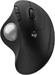 Logitech Ergo M575S Wireless Trackball Mouse, Wireless Ergonomic Mouse with Bluetooth and Encrypted Dongle, Comfortable Thumb Control, Precise and Smooth Tracking, for PC/Mac - Graphite Blue Ball