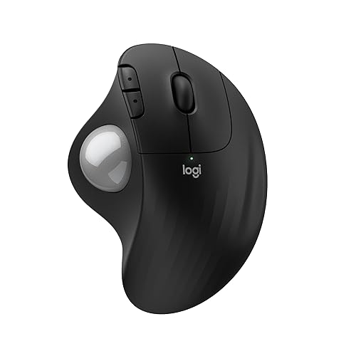 Logitech Ergo M575S Wireless Trackball Mouse, Wireless Ergonomic Mouse with Bluetooth and Encrypted Dongle, Comfortable Thumb Control, Precise and Smooth Tracking, for PC/Mac - Black Silver Ball - Black Silver Ball