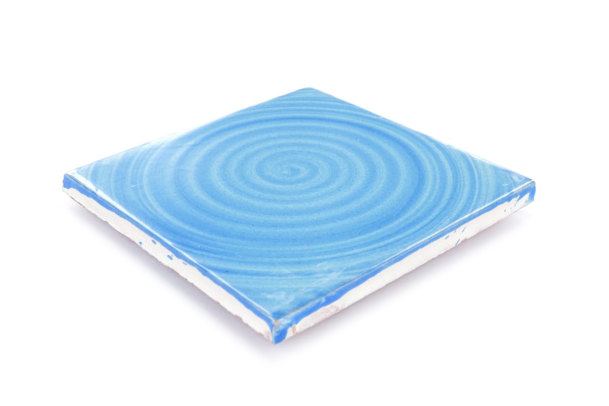 Box of 9-4¼ x 4¼ Swirling Turquoise - Talavera Mexican Ceramic Tiles