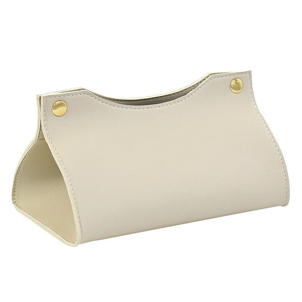 Tissue Holder Dispenser Tissue Box Holder PU Leather Organiser Home Coffee Table Desktop Simple Napkin Holders for Living Room(Beige)
