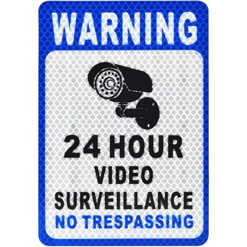 Image of CVANU Reflective CCVT Surveillance (Set of 5) Self-Adhesive Bold Security Notice Vinyl Sign Sticker Decals for Shops| Offices| Parking Areas (5.9X4inch) Blue 866