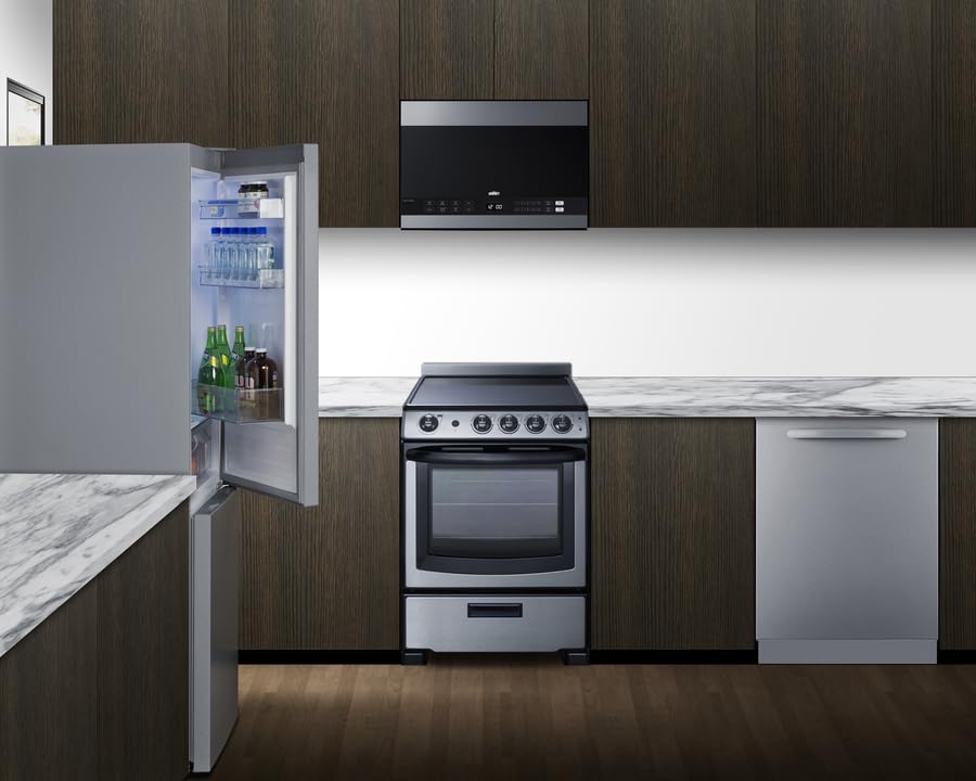 Summit 24" Bottom Freezer Refrigerator, Counter Depth Refrigerator- Freezer, With, Ice Maker, Stainless Steel - Ffbf124ssim (Right Hand Door) on Fridge.com - View 6