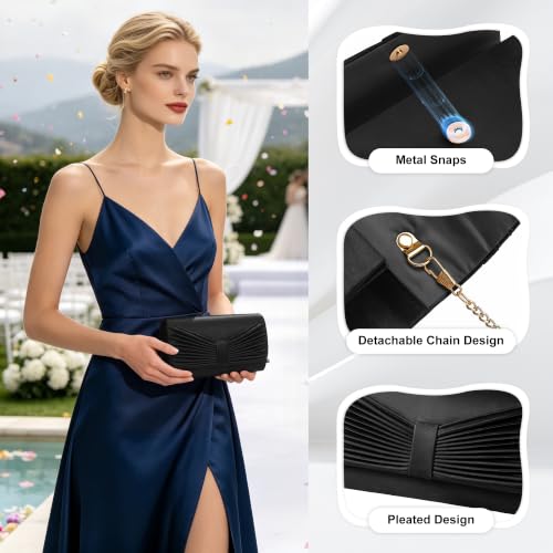 Image of UBAYMAX Satin Clutch Purses for Women Formal Elegant Evening Bag Handbags