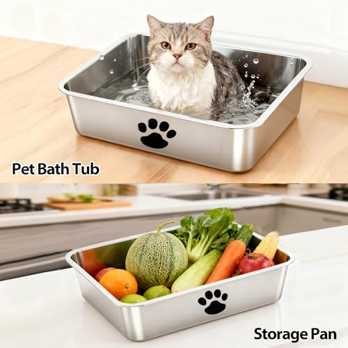 Arenero metálico pequeño para gato de acero inoxidable miniatura 7
