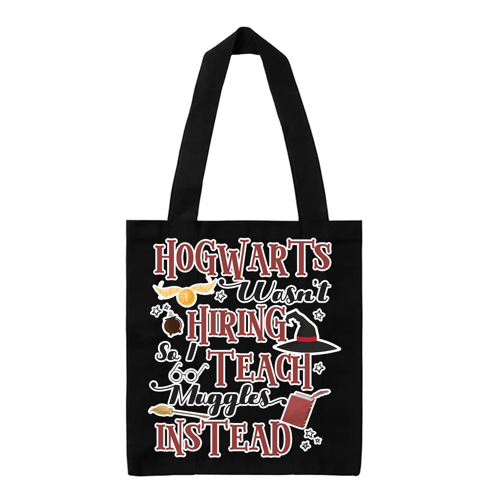 Giftme H Potter teachers themed Thanks Giving, End of Term, Birthday, Christmas Shoulder Bag Shopping Tote Bag Cotton Shopping Bag. (Full Black)