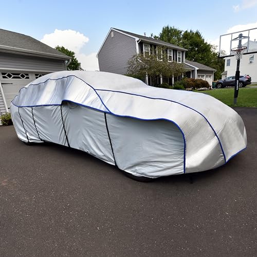 Image of Budge Hail Jacket Car Cover, Hail-Resistant, Outdoor, Heavy Duty, Hail Jacket fits Sedans up to 228 inch, Gray