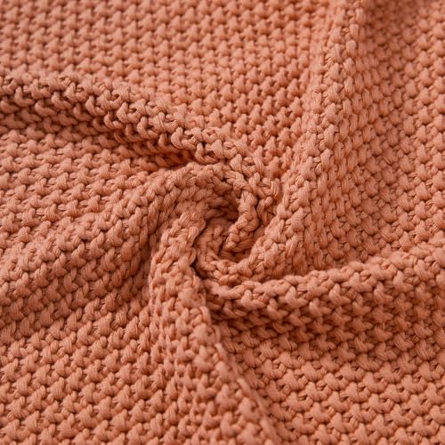 Joydeco Chunky Cable Knit Throw Blanket, Lightweight 100% Cotton Soft Cozy Throw Twin Blanket for Couch Bed and Sofa, Rustic Breathable Farmhouse Blanket Gift for Women Men(Burnt Orange, 60"x80") - image 9