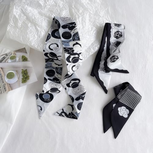 5Pcs Scarves for Women Multifunctional Boho Scarves for Hair Fashion Skinny Scarf for Women Silk Headband Scarf 35X2.7Inch3