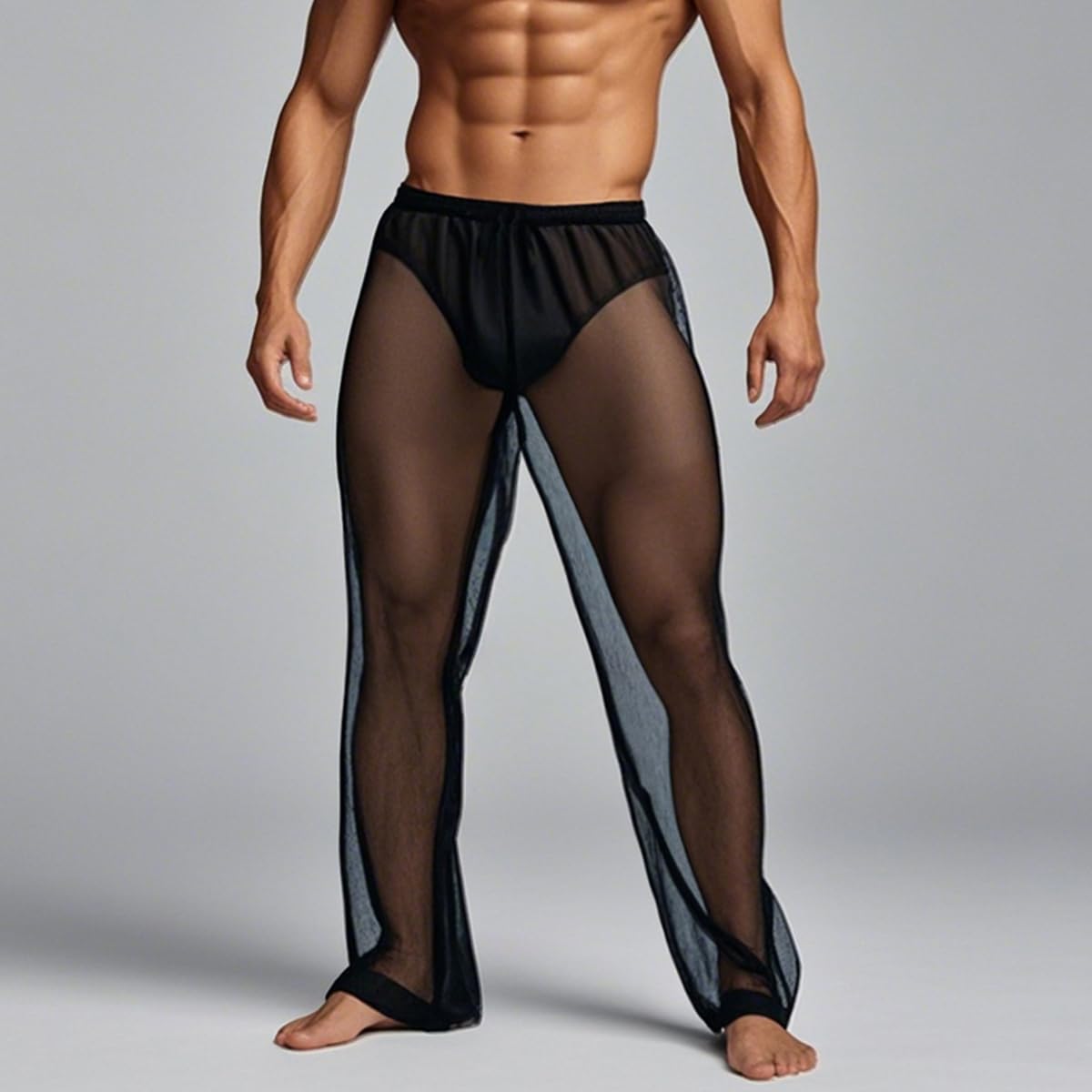 Herren Transparent Pajamas Sets Männer Durchsichtiges Sexy Mesh Lässig T Shirt Lounge Hosen Nachtwäsche