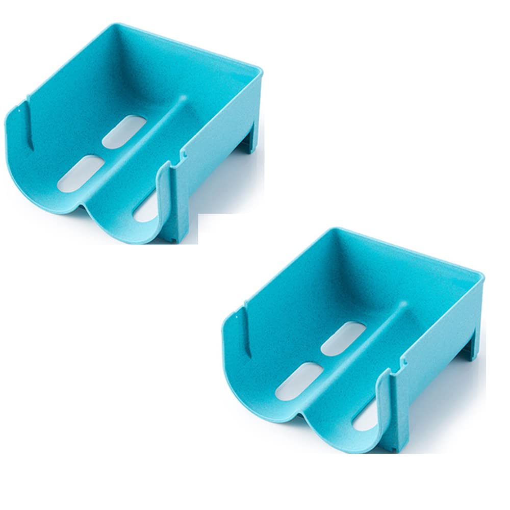 Maommadio 2PC Refrigerator Beer Beverage Storage Box Kitchen Cans Bottle Storage Rack Stackable Wine Bottles Holder Refrigerator Organizer (2 blue)