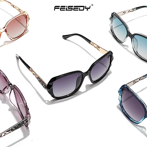 Image of FEISEDY Oversized Sunglasses for Women Square Polarized Sparkling Frame B2289