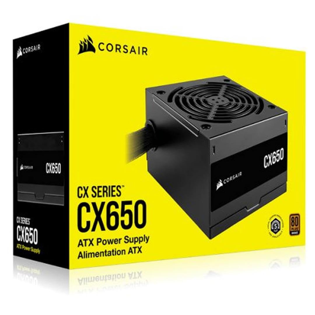CORSAIR CX650 80 PLUS Bronze Non Modular Low-Noise ATX 650 Watt Power Supply - UK - Black
