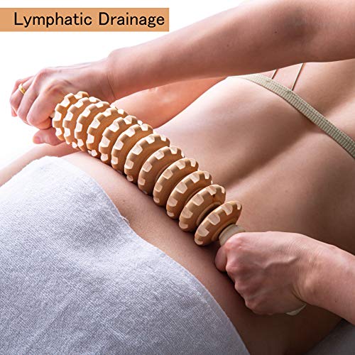 Hovom Wood Therapy Roller Massage Tool, Lymphatic Drainage,Maderoterapia Colombiana,Anti Cellulite Tool,Handheld Cellulite Trigger Point Manual Muscle Release Roller Stick Massager #TOP4