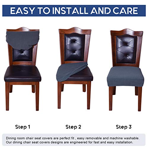 Life Magic Chair Covers For Dining Room Chairs Set Of 6 Dark Grey Rear-Gapped,Stretch Washable Removable Parsons Chair Seat Cover Kitchen Chair Seat Slipcovers #TOP4