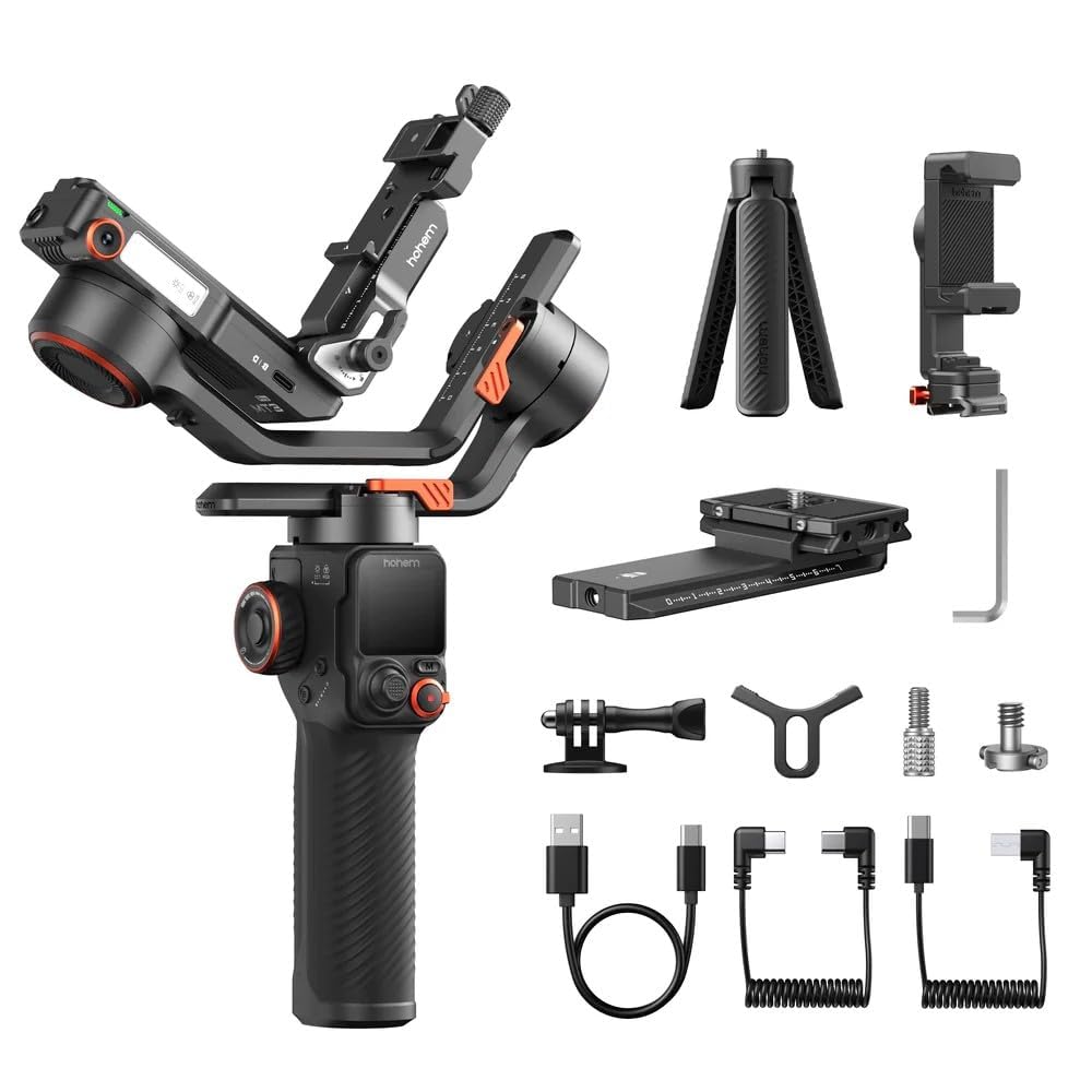 Hohem iSteady MT3 Pro Stabilizzatore Gimbal per fotocamere Sony Canon Fujifilm Nikon Lumix, Action Cam e Smartphone, 3 Assi con Tracking IA con Telecomando Live Feed Rimovibile, Carico Utile 2,5kg