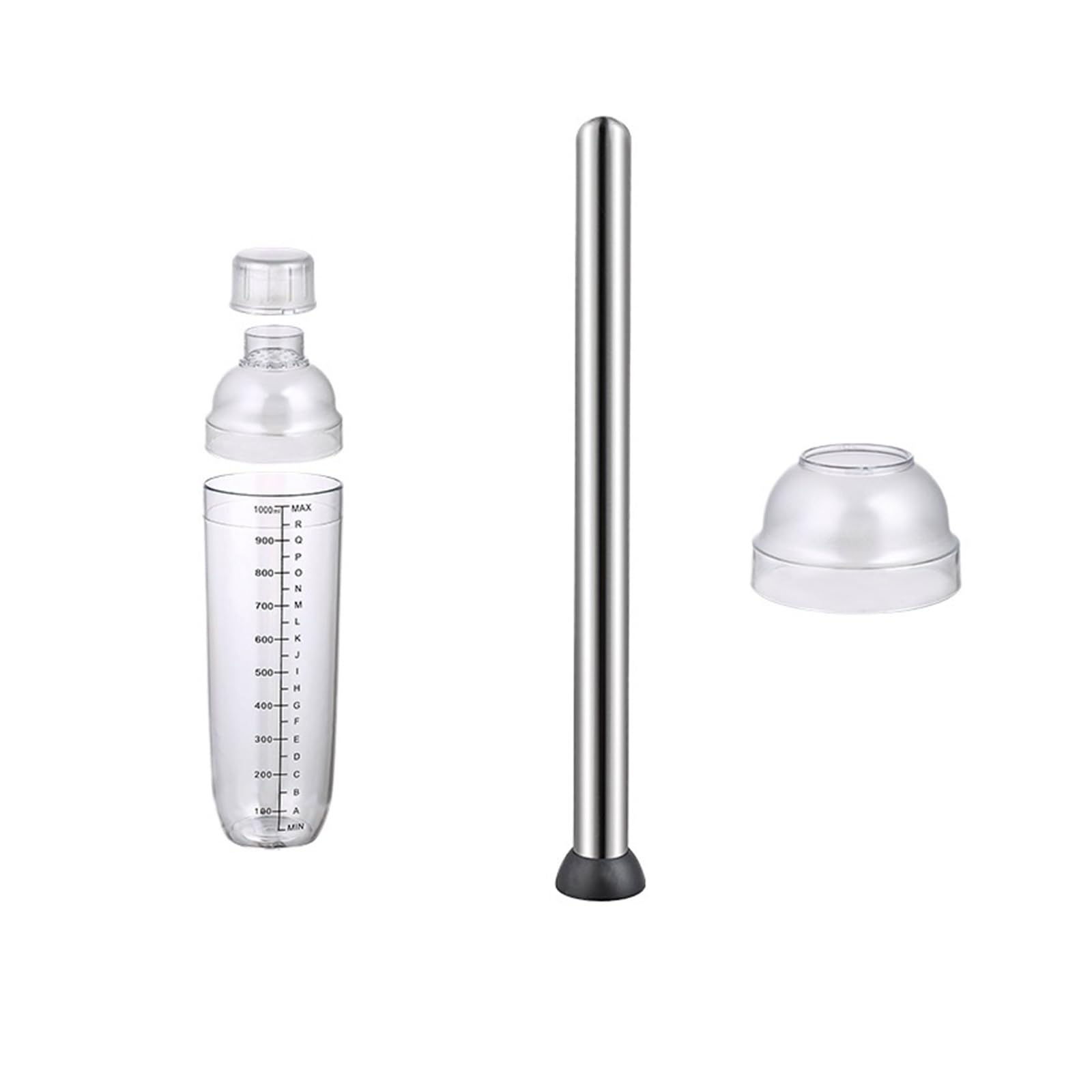 3 unids/Set coctelera con colador Incorporado, Mezclador de Jigger medidor y Herramienta Barra Cuchara mezcladora for Uso doméstico(1000Ml 3Pcs)