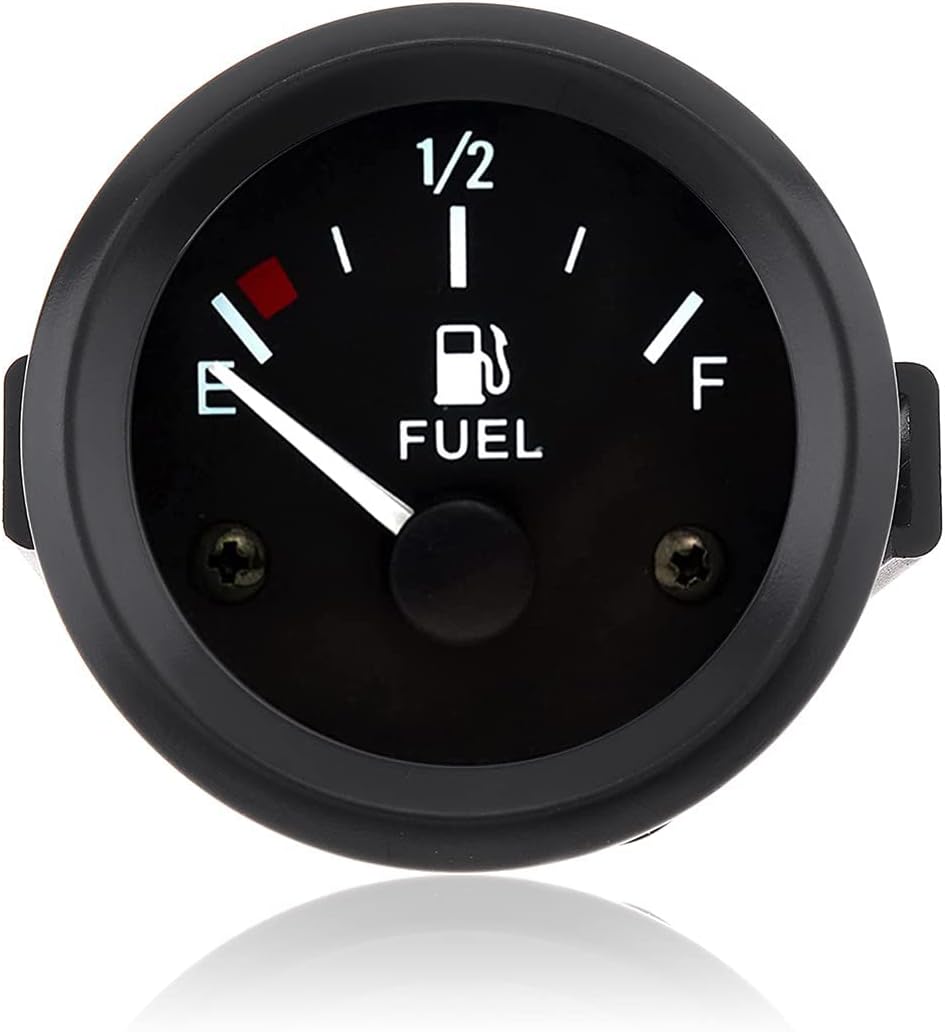 Linekong 2 inch 52mm Fuel Gauges Car Marine Fuel Level Gauge Meter,12V, LED Display, E-12- F Pointer Range