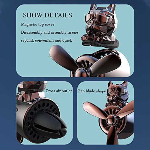 Image of Car fragrance diffuser pilot air outlet cartoon rotating fan leaf perfume cute shape freshener with 2 fragrances (dog-black), Pack of 1 (MY-307)